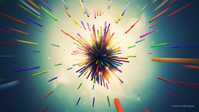 Colorful abstract explosion of sticks