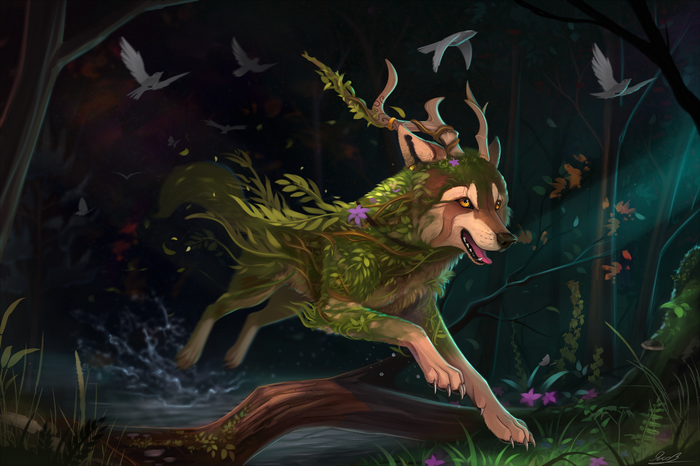 fantasy art, animals, wolf, furry