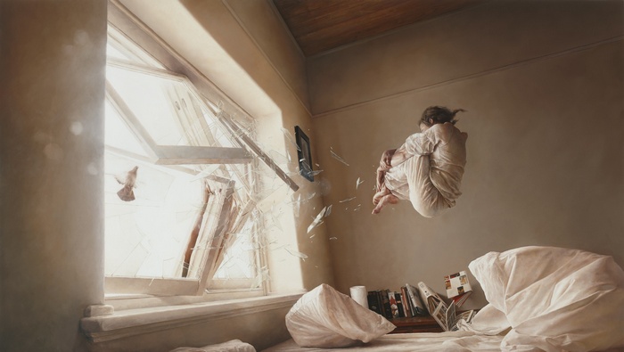 Artwork of a girl and broken glass