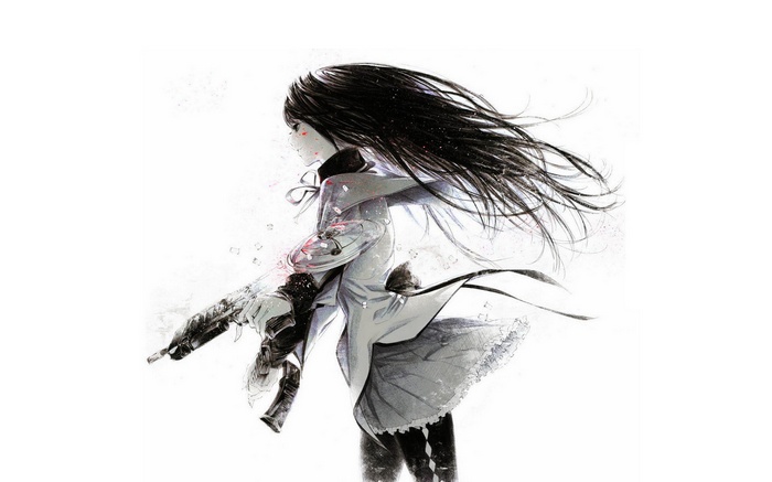 Akemi Homura with a gun from Mahou Shoujo Madoka Magica