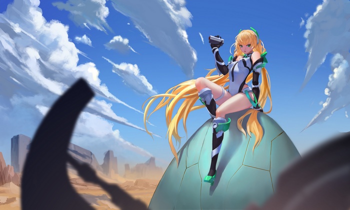 Angela Balzac from Rakuen Tsuihou holding a camera