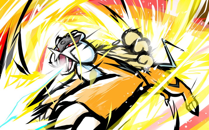 Shiny Raikou using Thunderbolt attack