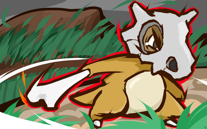 Cubone from Pokémon in a grassy area