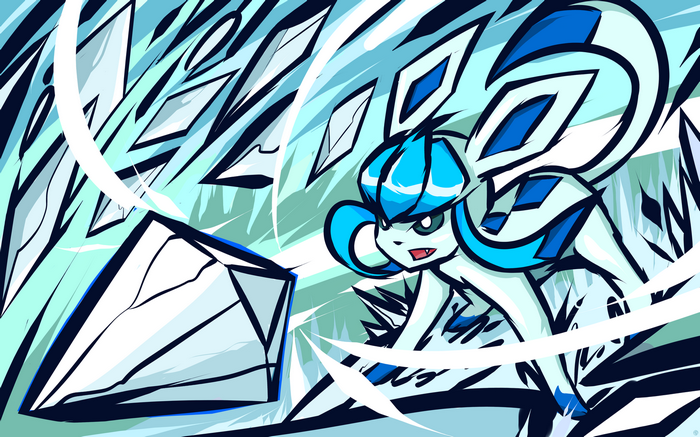 Glaceon and ice shards in a dynamic battle