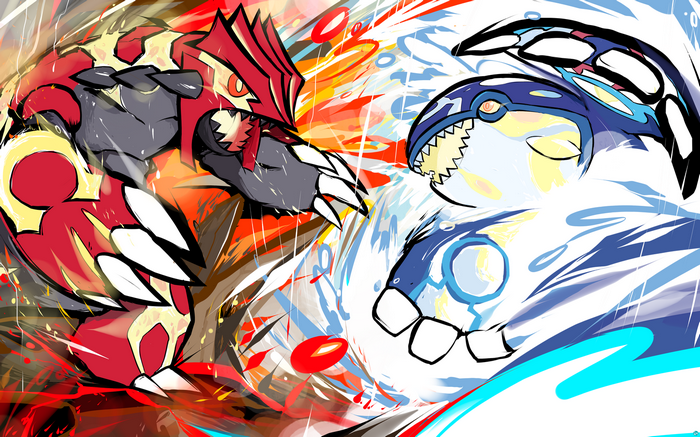 Primal Groudon and Primal Kyogre clash