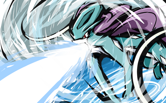 Suicune using an ice attack