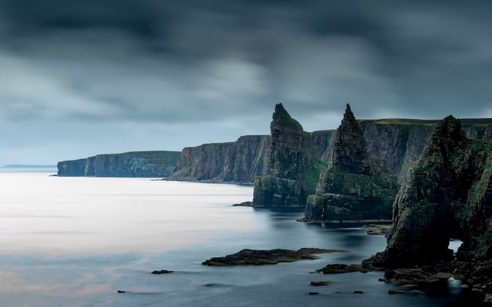 Dramatic cliffs and sea stacks in Scotland