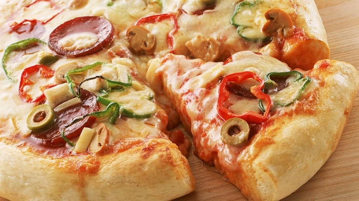 Close-up of a delicious pizza with toppings