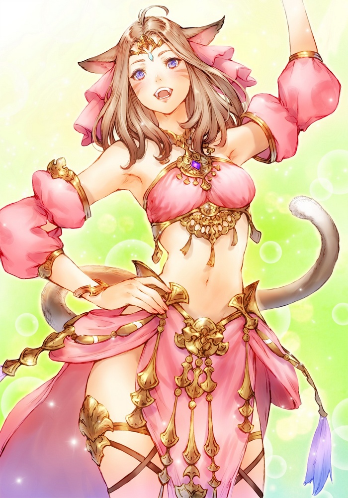 Miqo'te dancer in pink outfit from Final Fantasy