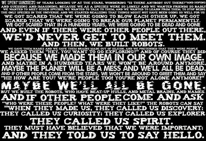 Text about space exploration and robots