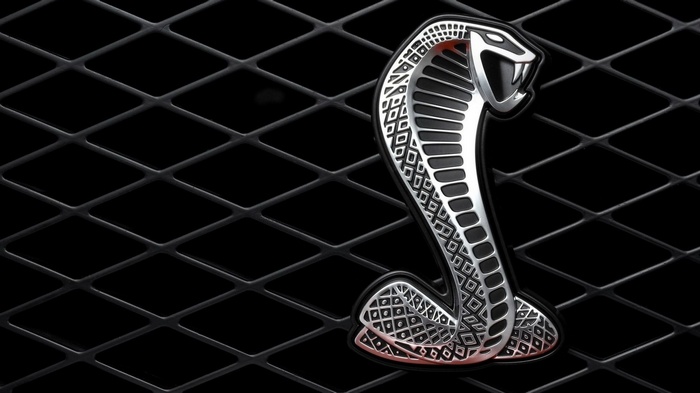 Ford Mustang Shelby Cobra logo on a black grille