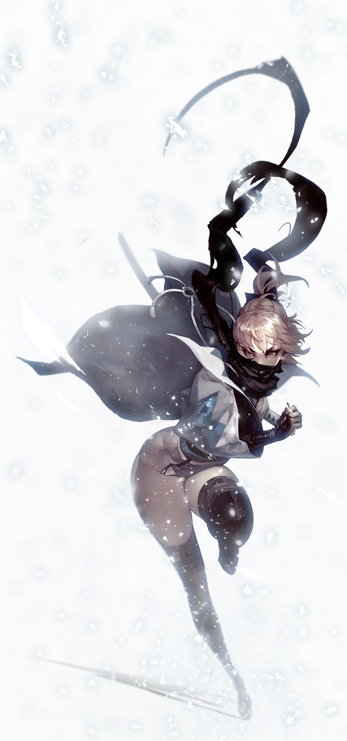 Sakura Saber in a snowy environment