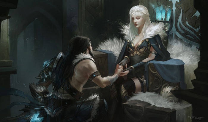 Ashe and Tryndamere in a fantasy setting