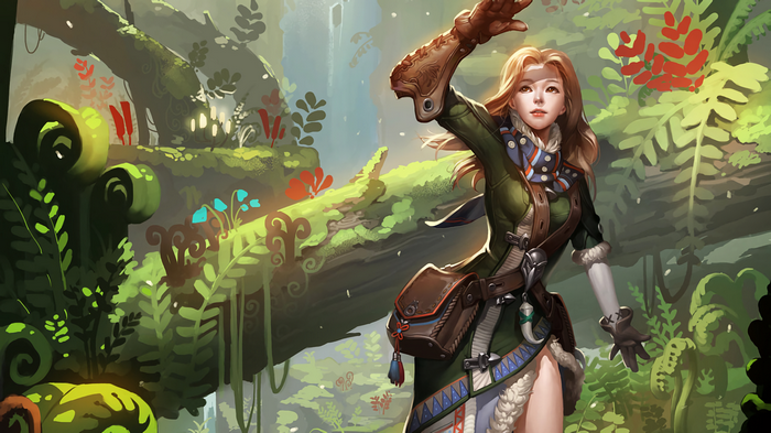 Fantasy art of a woman in a forest