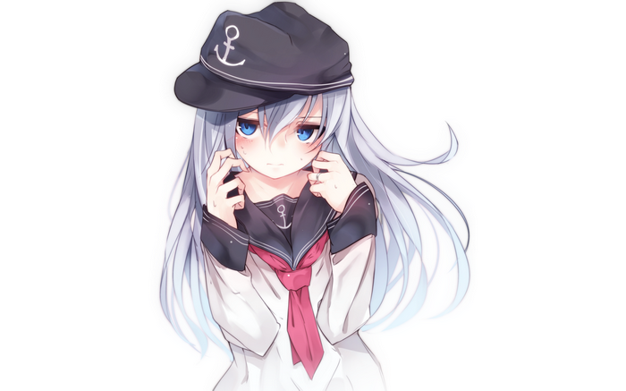 Hibiki from Kantai Collection wearing a sailor uniform and hat