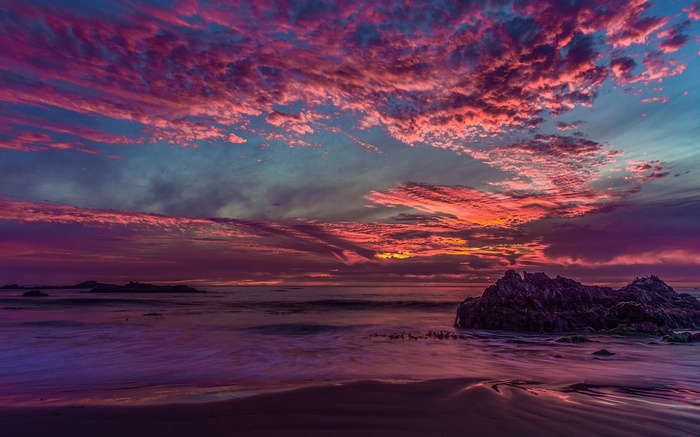California Sunset Over the Ocean with Dramatic Clouds