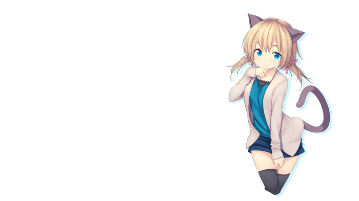 Anime Cat Girl with Blue Eyes and Blonde Hair