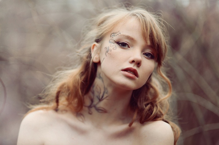 Redhead woman with body paint, Olesya Kharitonova