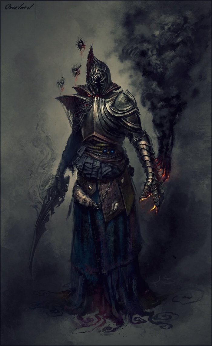 Overlord in dark armor with a sword