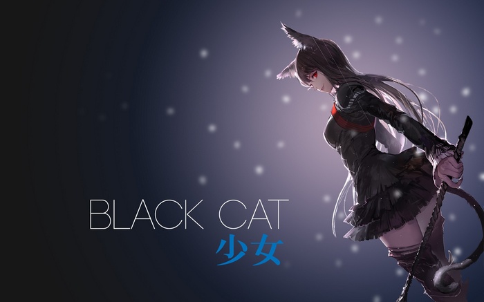 Black Cat Girl with Whip