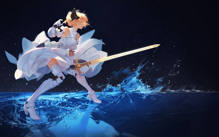 Saber Lily with Excalibur in water
