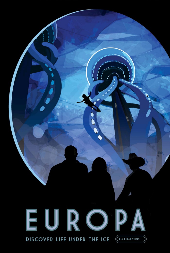 Europa Discover Life Under the Ice Travel Poster
