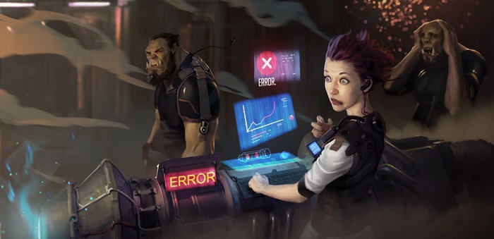 Shadowrun characters react to system error