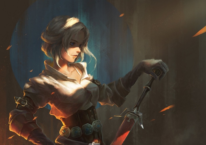 Ciri from The Witcher 3: Wild Hunt holding a sword