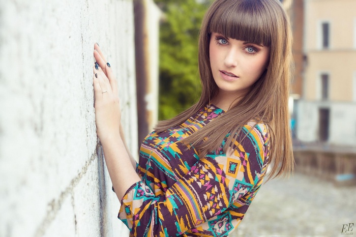 women outdoors, blonde, blue eyes, Eric Elger, long hair, straight hair, face, looking at viewer, women, depth of field, model