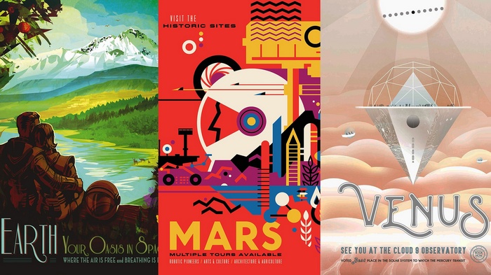 Travel Posters for Earth, Mars, and Venus
