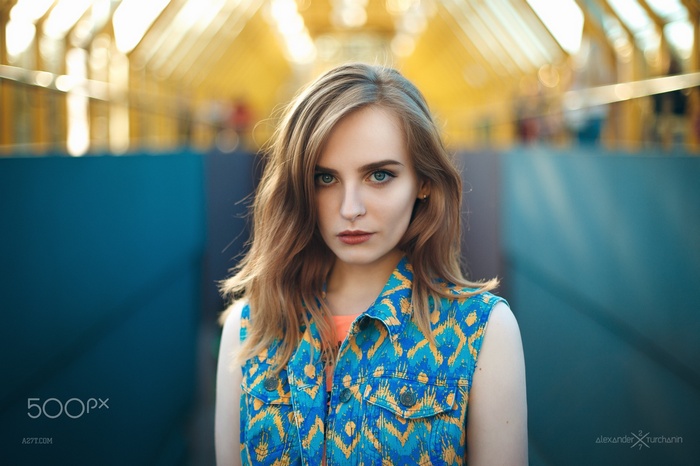 Portrait of a young woman with blonde hair