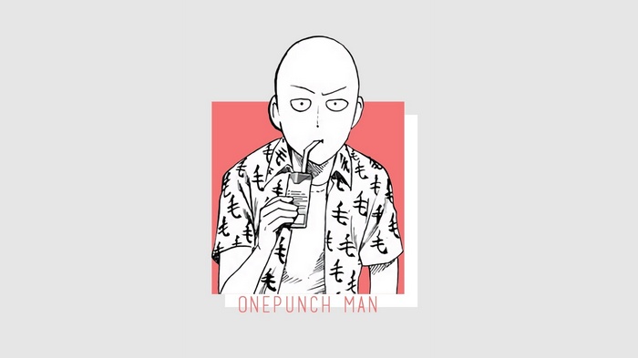 One-Punch Man character drinking from a juice box