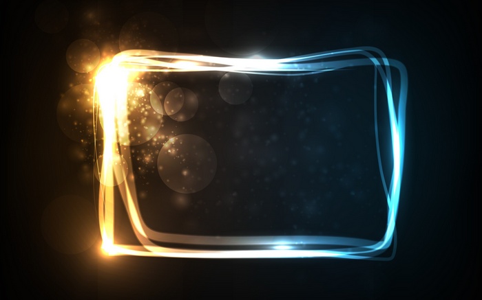 Abstract glowing frame with bokeh and particles