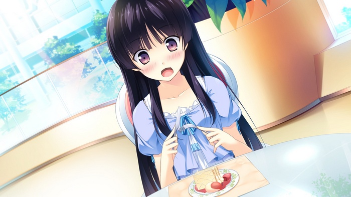 Aoi Kotori from If My Heart Had Wings eating cake
