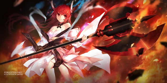 Itsuka Kotori from Date A Live with a large axe