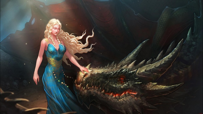 Daenerys Targaryen and her dragon fan art