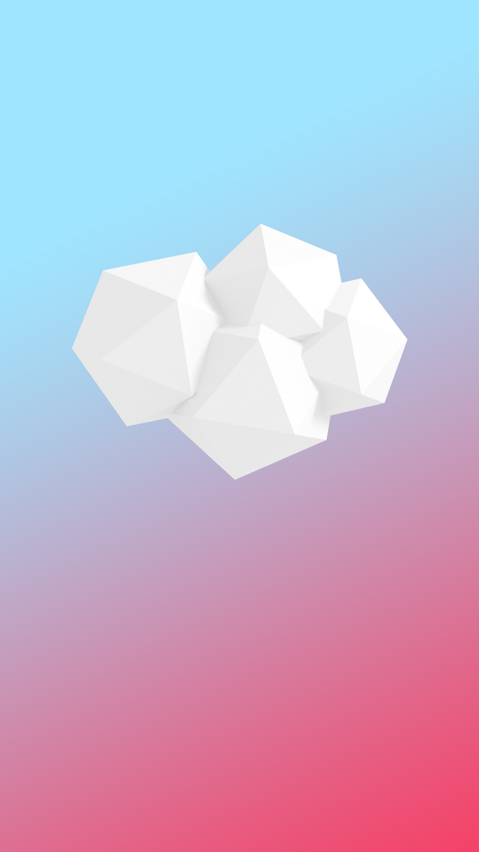 Low poly white cloud on a gradient background