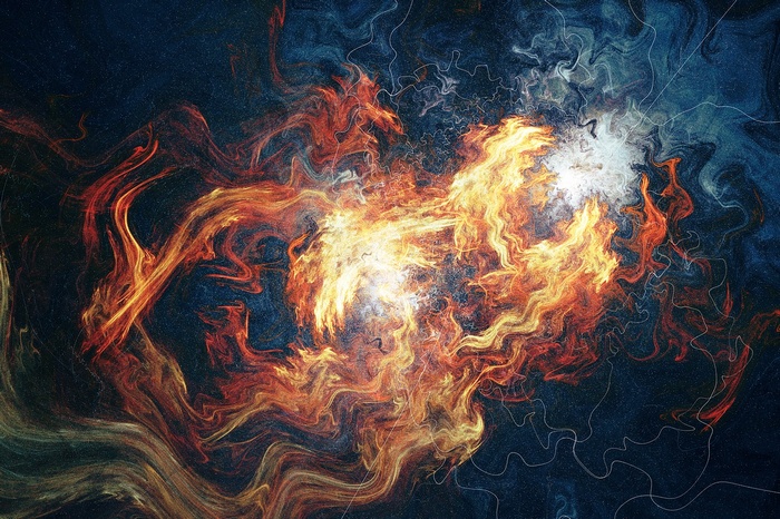 Abstract painting of fire and smoke