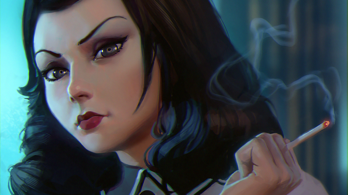 Elizabeth from BioShock Infinite smoking