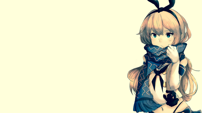 Anime girl with blue scarf and bunny ears