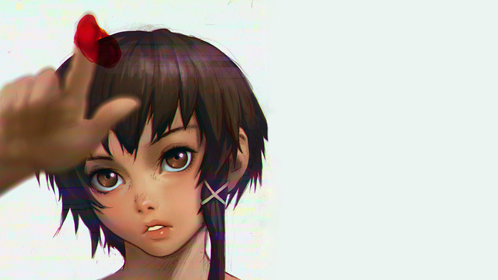 Ilya Kuvshinov drawing of a girl with red mark