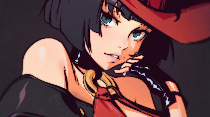 I-No from Guilty Gear wearing a red hat