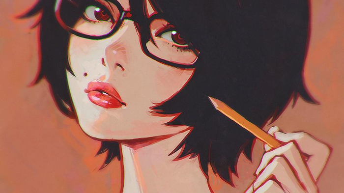Ilya Kuvshinov's drawing of a woman with glasses