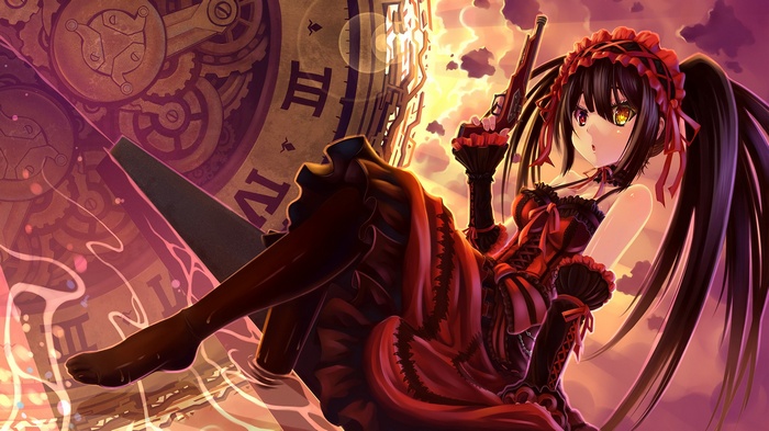 Tokisaki Kurumi from Date A Live holding a gun