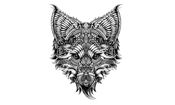 Tribal fox head illustration