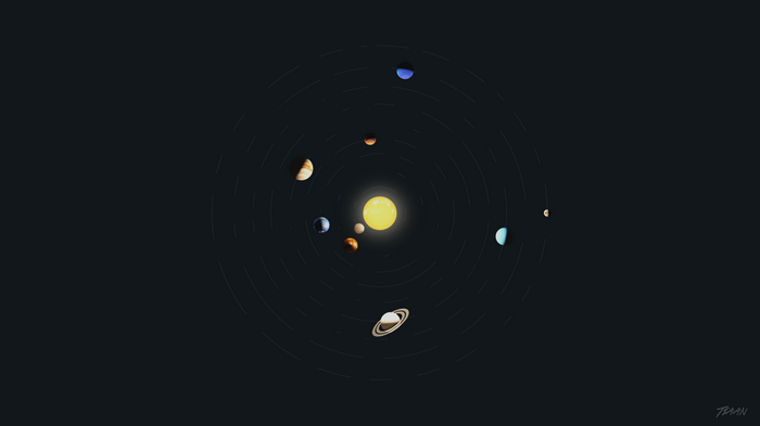 Minimalist Solar System with Planets and Sun