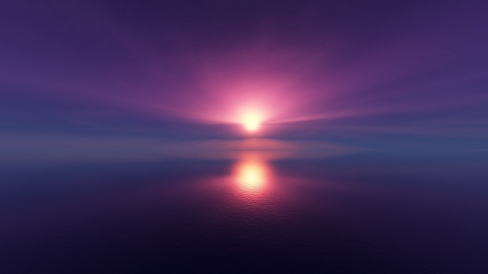 Sunset over the sea with reflection