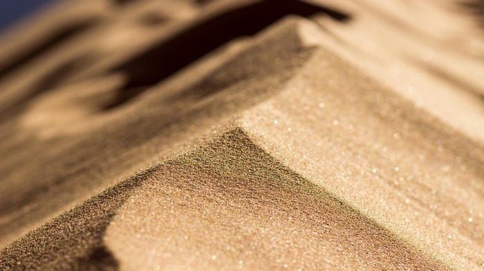 Close-up of sand dunes with tilt-shift effect