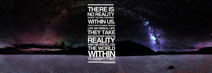 Typography quote about reality in space