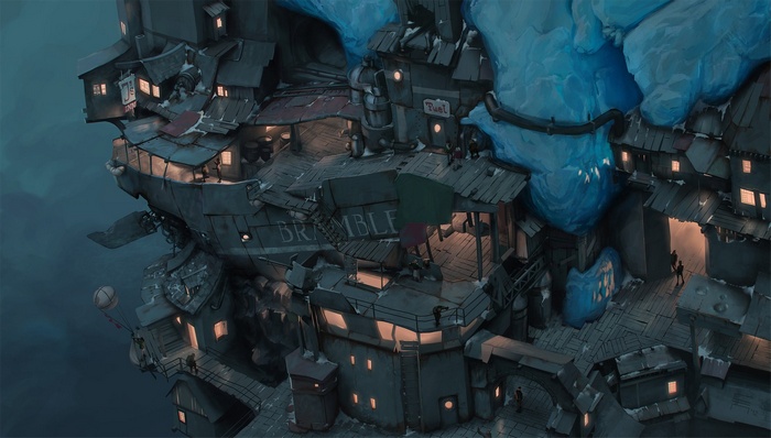 Bramble settlement built on a cliffside